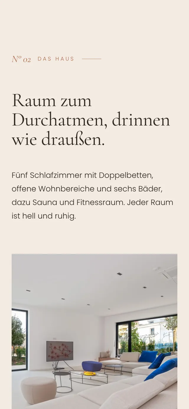 Abschnitt über die Räume auf dem Handy
